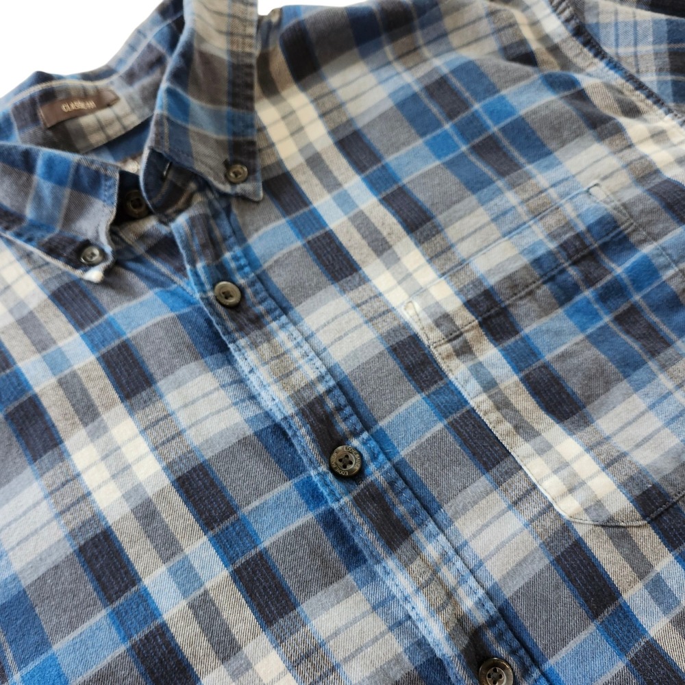 Eddie Bauer Mens XL Blue Plaid Flannel Classic Fit Button Down Long Sleeve Shirt